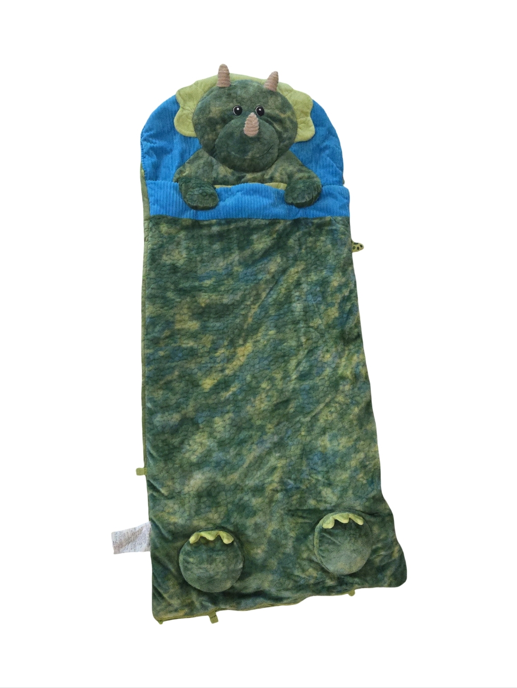 Dinosaur Triceratop Hug Fun Plush Green Kids Sleeping Bag Cozy Blanket